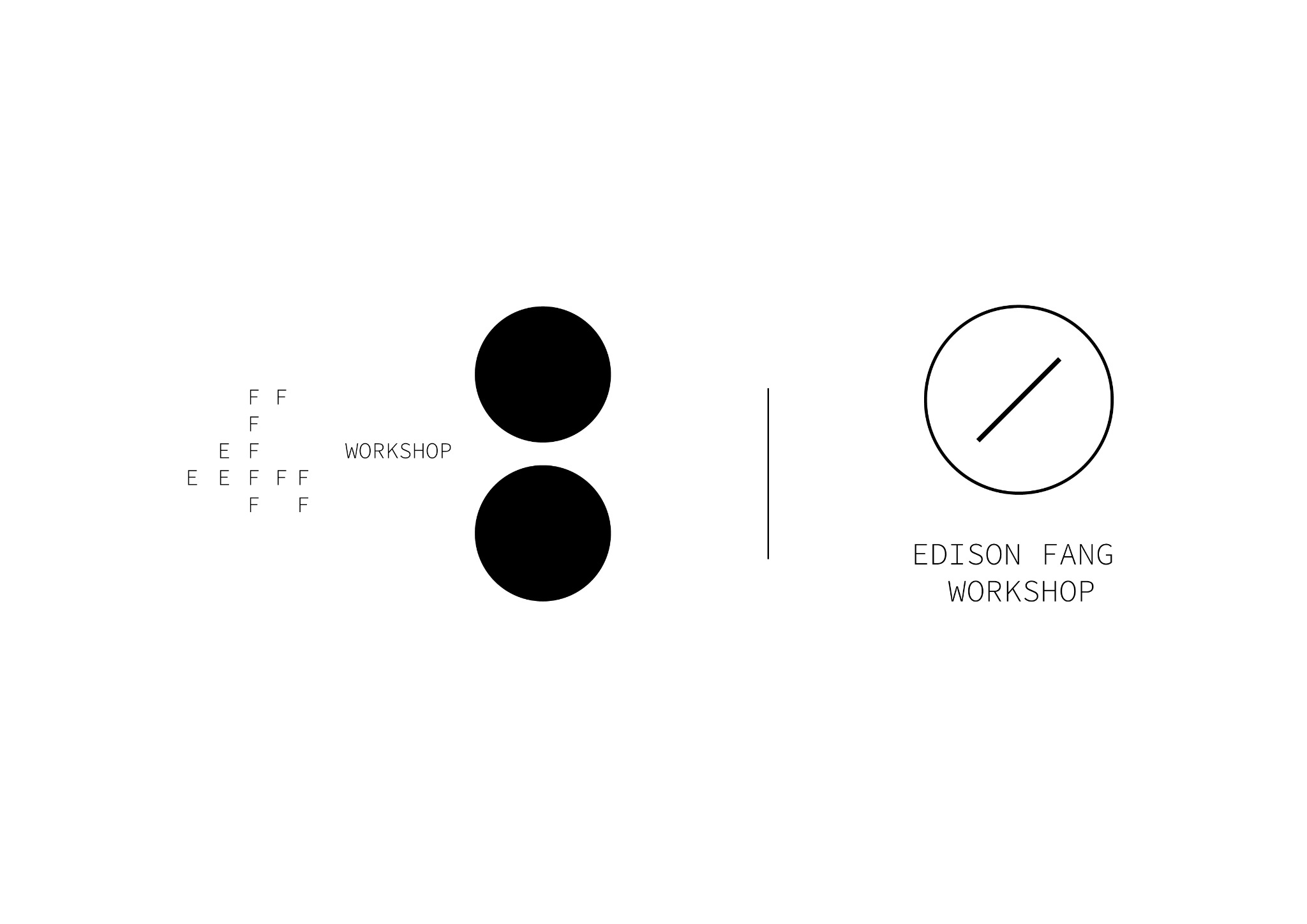 Original circular Edison Fang Workshop logo and early identity studies from 2016